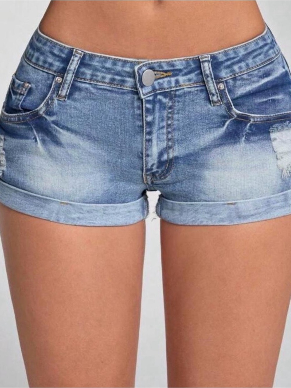 Women’s Light Blue Denim Cuffed Shorts